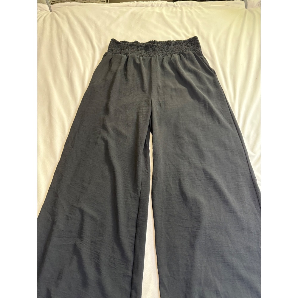 Dokotoo Black Wide Leg Smocked Waist Pants XL Flowy Pockets